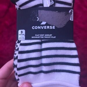 Converse Men's Black and White Striped Socks